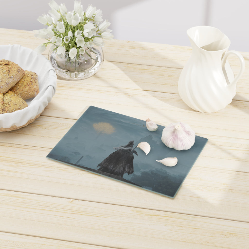 Wizard Cutting Board – Tempered Glass Board with Non Slip Cutting Mat & Dark Fantasy Decor