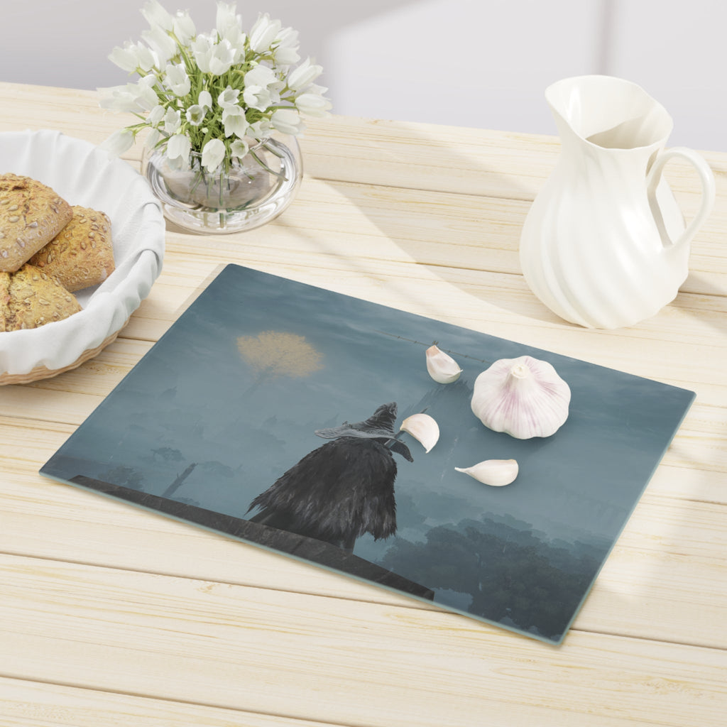 Wizard Cutting Board – Tempered Glass Board with Non Slip Cutting Mat & Dark Fantasy Decor