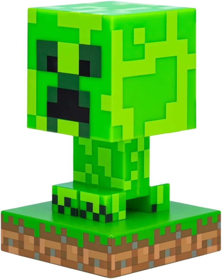 Paladone Minecraft Creeper Light, 3D Lamp - Officially Licensed Night Light - 12 cm Tall, Battery Powered, Gaming Room & Bedroom Decor for Minecraft Gamers