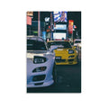 JDM Style Car Battle Poster Aesthetic Street Racing Wall Art Decorative Canvas Print for Home Room Bedroom 12x18inch(30x45cm)