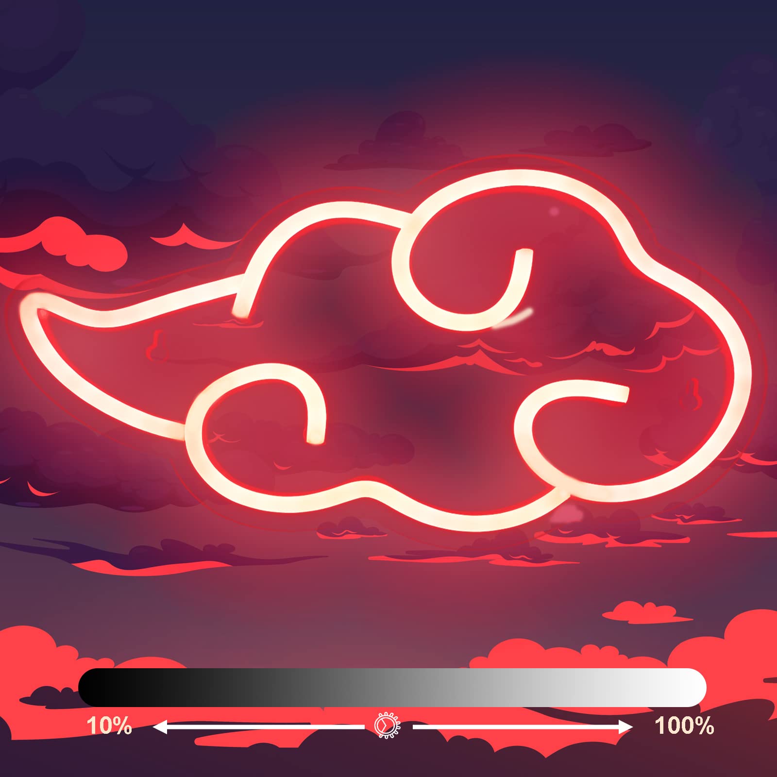 Anime Neon Sign - LED Red Cloud USB Powered Dimmable Wall Light for Gaming Room Decor