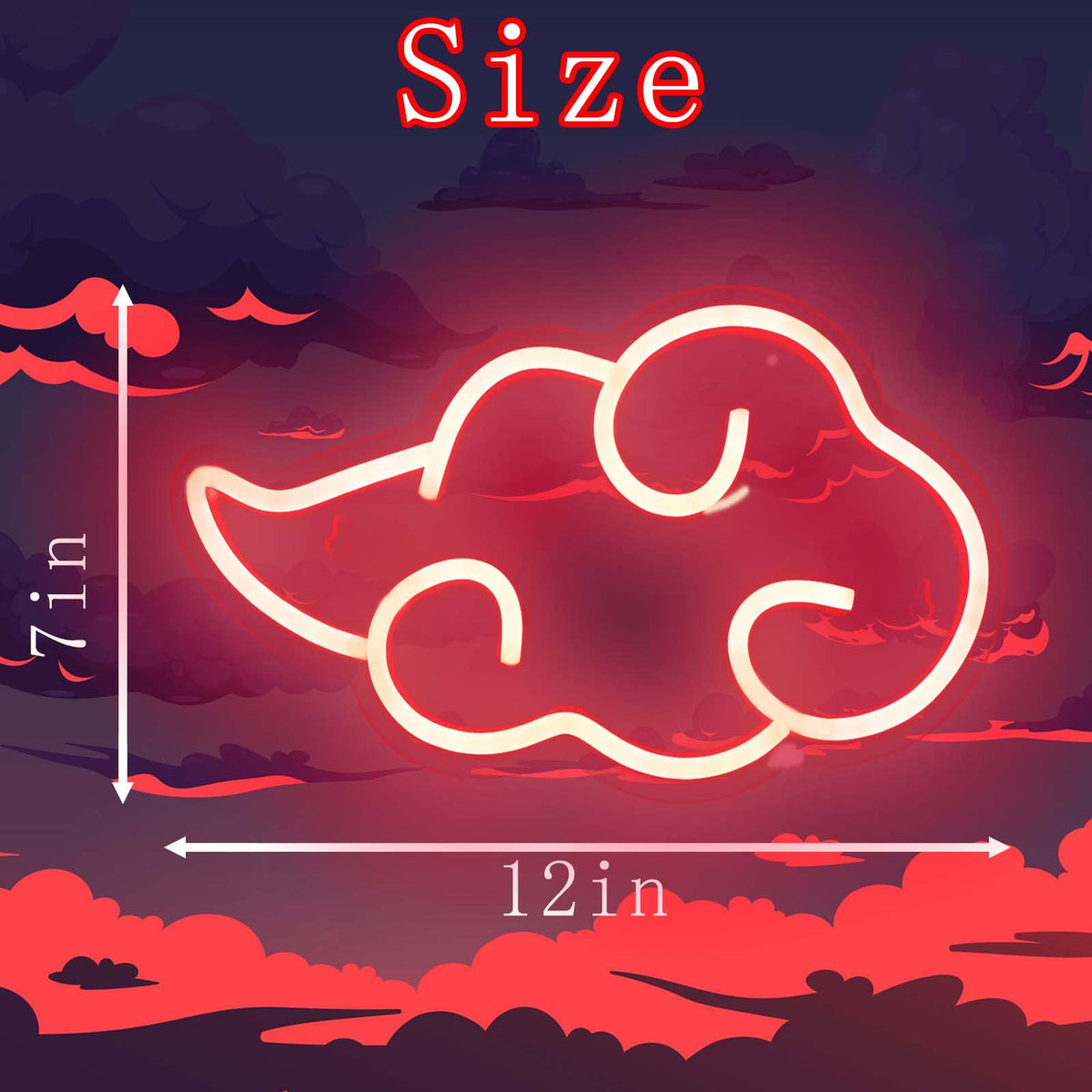 Anime Neon Sign - LED Red Cloud USB Powered Dimmable Wall Light for Gaming Room Decor