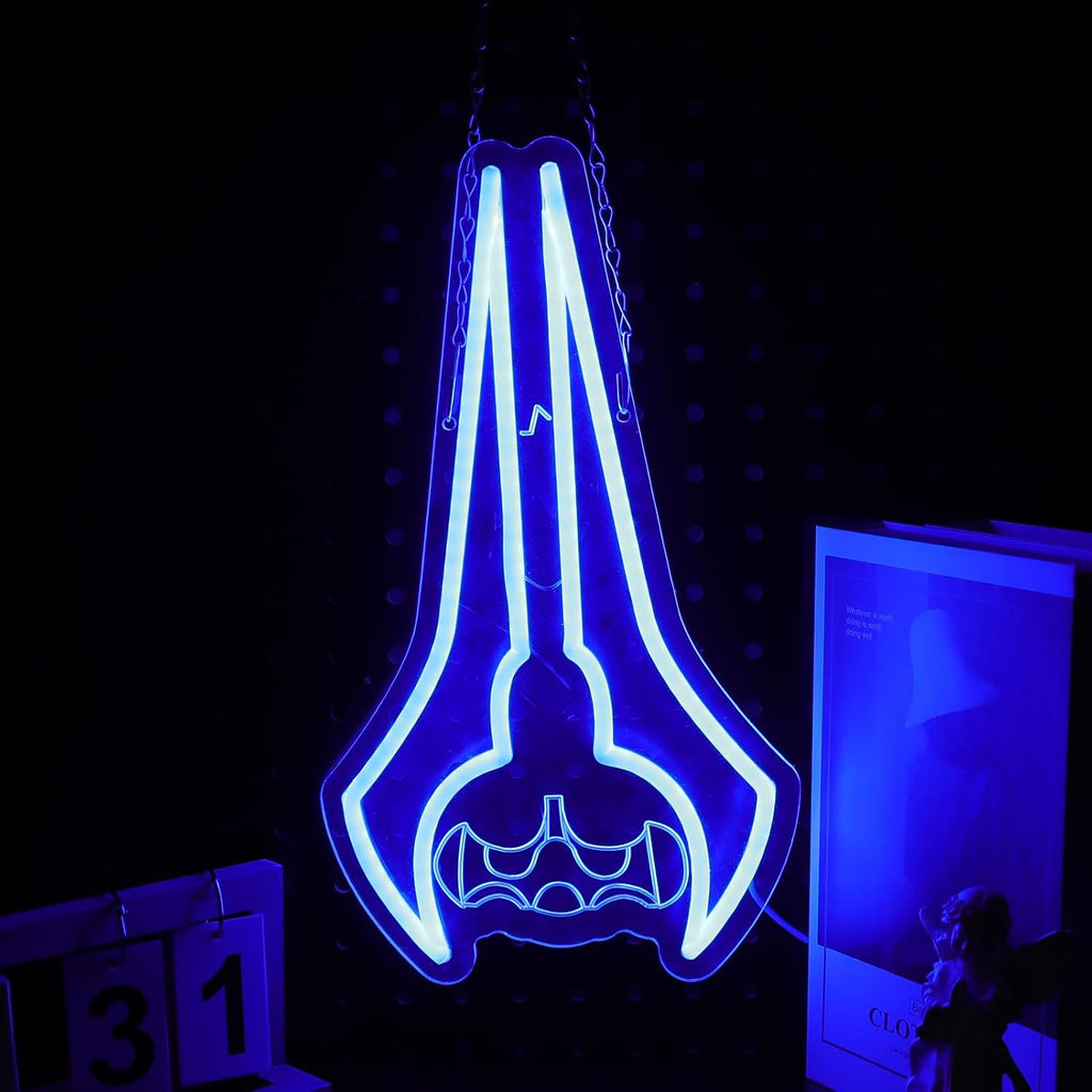 Cool Sci-Fi Energy Blade Neon Sign, Glow Double Blade Neon Light Wall Decor, USB Powered Gaming Neon Lamp for Gamer Room Bedroom Man Cave Teen Boy Space, Unique Novelty Gift for Video Game Lovers Men Boys
