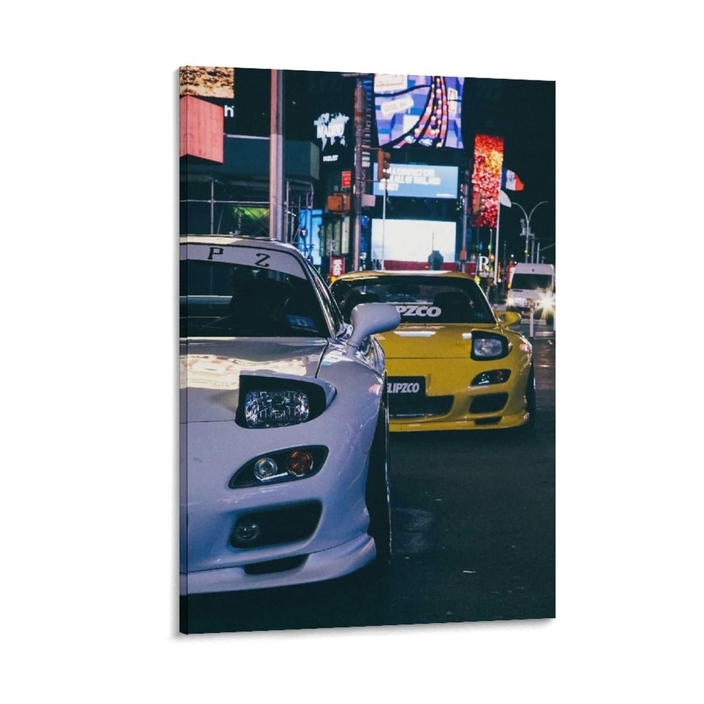 JDM Style Car Battle Poster Aesthetic Street Racing Wall Art Decorative Canvas Print for Home Room Bedroom 12x18inch(30x45cm)