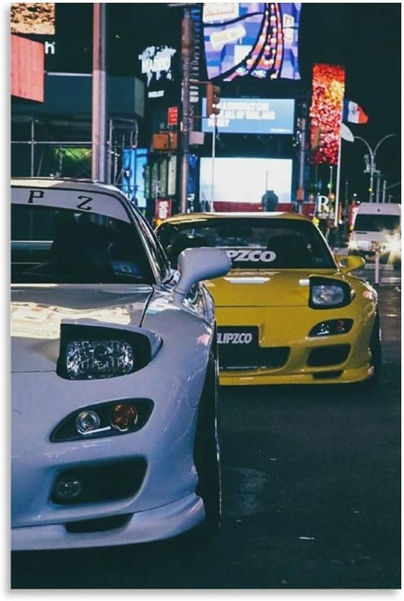 JDM Style Car Battle Poster Aesthetic Street Racing Wall Art Decorative Canvas Print for Home Room Bedroom 12x18inch(30x45cm)