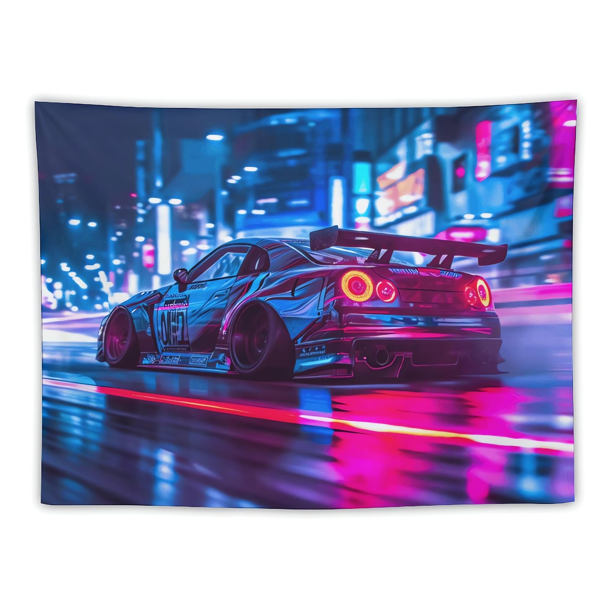 JDM Car R32 Tapestry Japanese Street Wall Hanging Aesthetic Decoration For Bedroom Living Room Wall Art Tapestries 59"x39"
