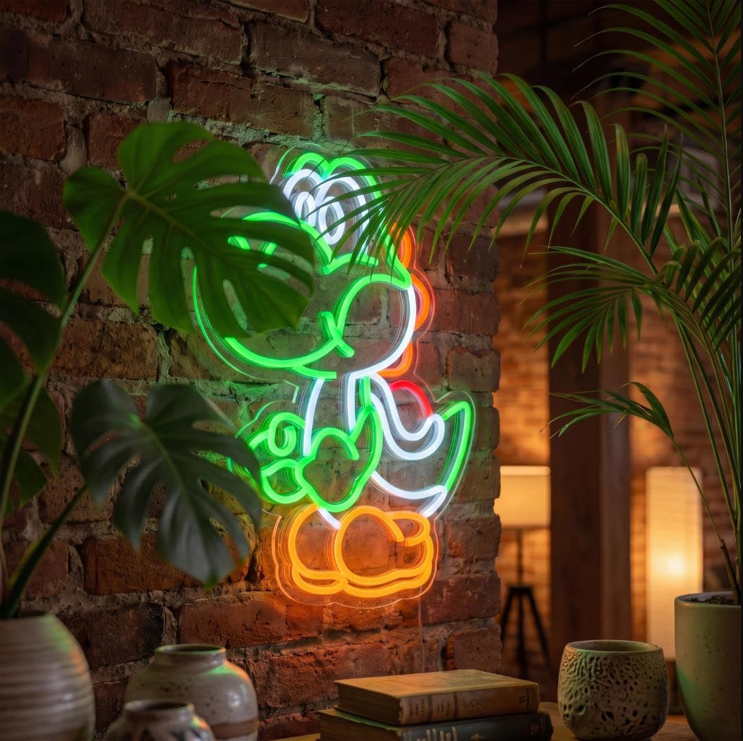 Anime Neon Sign Dinosaurs Neon Sign Dimmable LED Neon Lights for Bedroom Wall Decor Game Room Decor Dinosaur Decor for Kids Boys Man Cave, Gifts for Game Fans