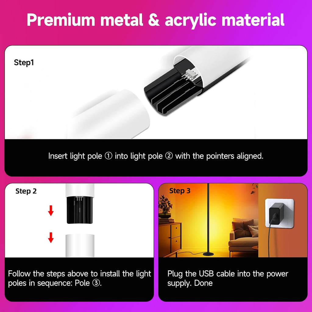 Bevenus RGB Corner Floor Lamp - 1800LM LED Standing Lamp with App Control and Music Sync