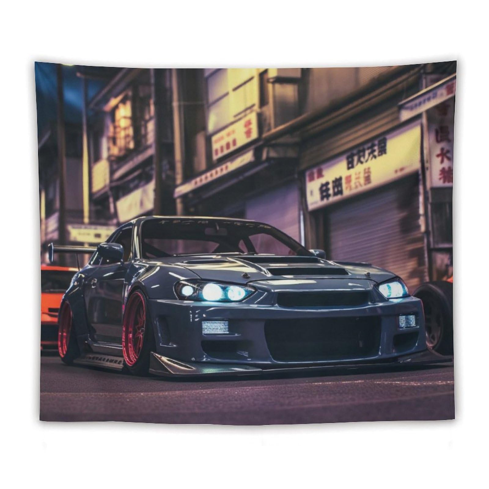 JDM Car R32 Tapestry Japanese Street Wall Hanging Aesthetic Decoration For Bedroom Living Room Wall Art Tapestries 59"x39"