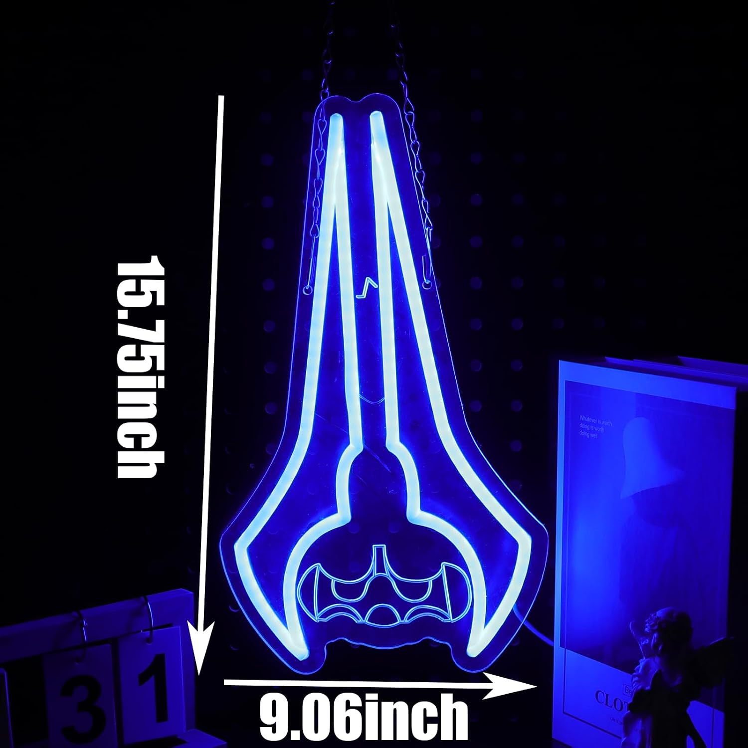 Cool Sci-Fi Energy Blade Neon Sign, Glow Double Blade Neon Light Wall Decor, USB Powered Gaming Neon Lamp for Gamer Room Bedroom Man Cave Teen Boy Space, Unique Novelty Gift for Video Game Lovers Men Boys