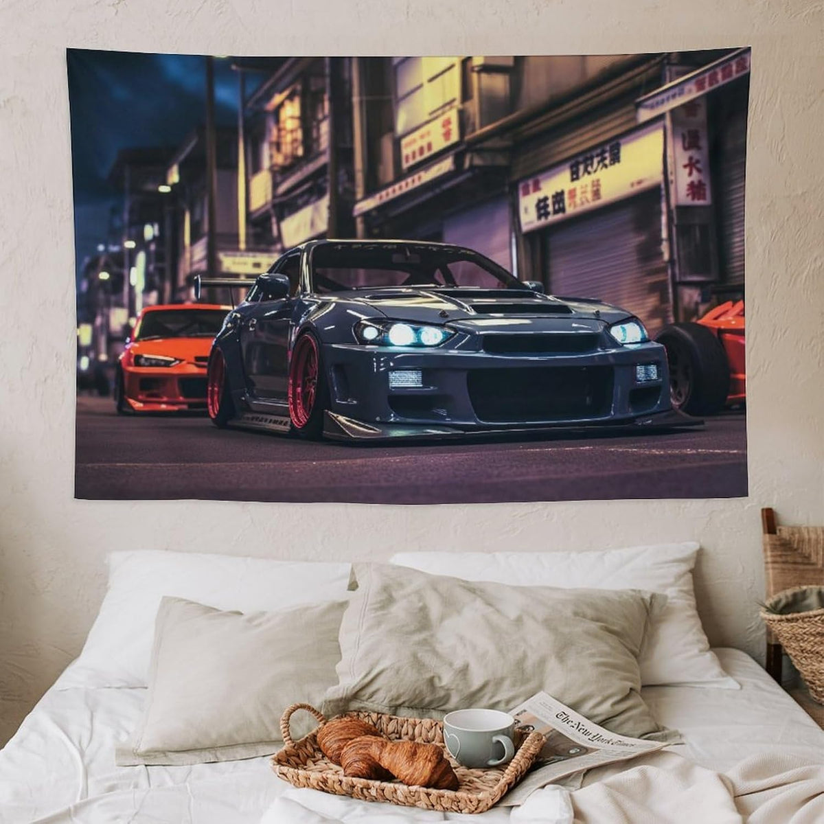 JDM Car R32 Tapestry Japanese Street Wall Hanging Aesthetic Decoration For Bedroom Living Room Wall Art Tapestries 59"x39"
