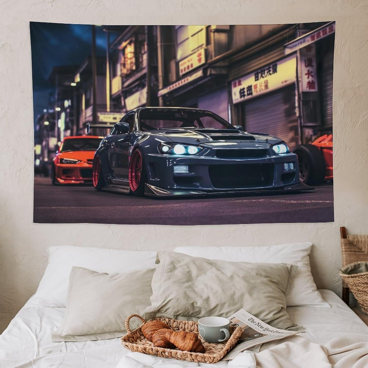 JDM Car R32 Tapestry Japanese Street Wall Hanging Aesthetic Decoration For Bedroom Living Room Wall Art Tapestries 59"x39"