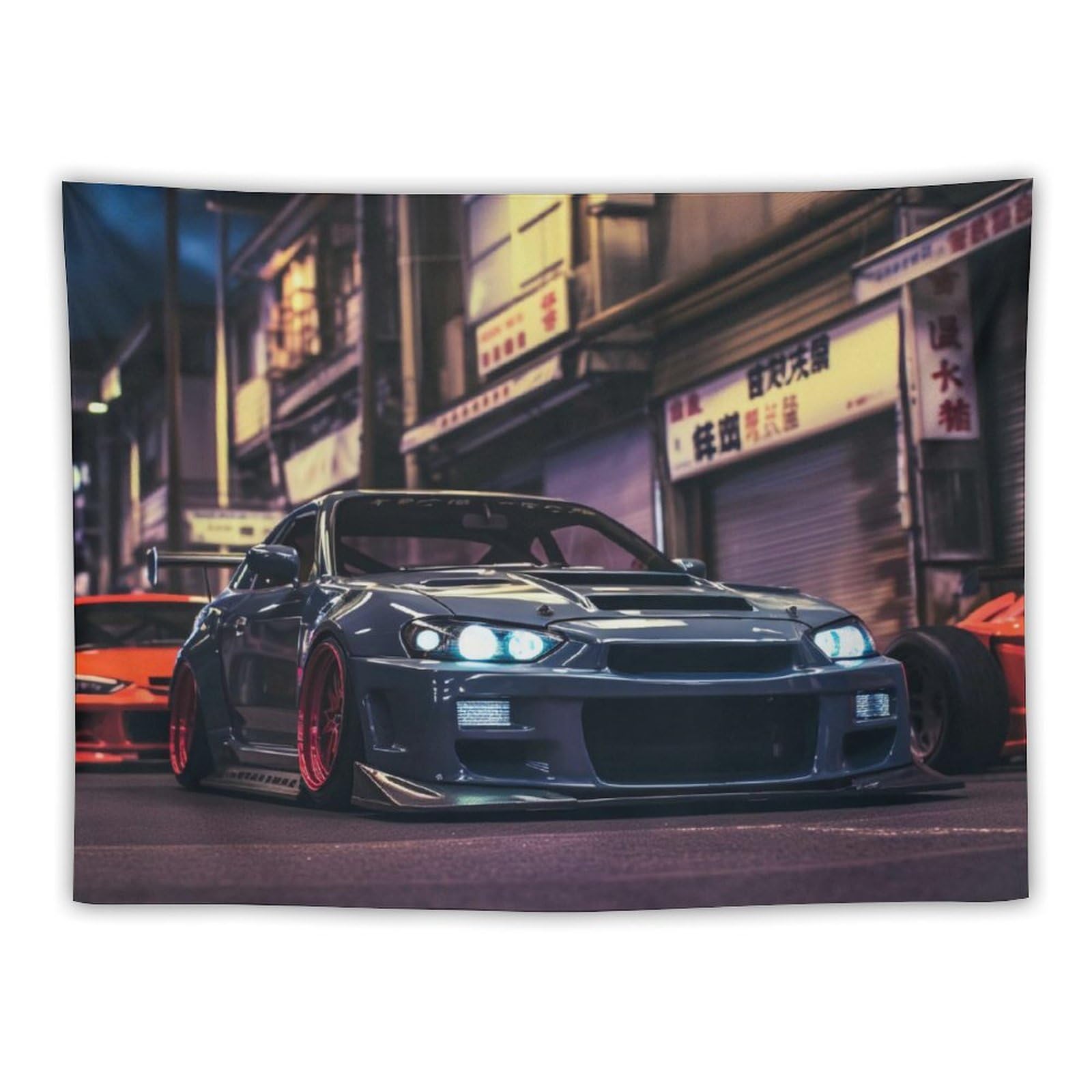 JDM Car R32 Tapestry Japanese Street Wall Hanging Aesthetic Decoration For Bedroom Living Room Wall Art Tapestries 59"x39"