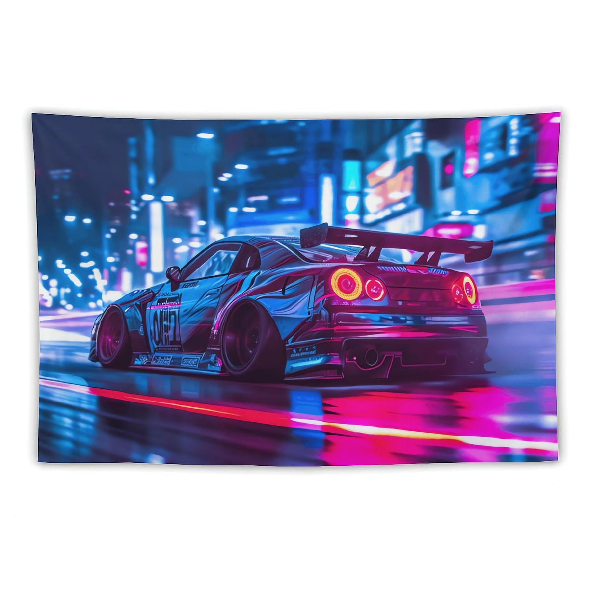 JDM Car R32 Tapestry Japanese Street Wall Hanging Aesthetic Decoration For Bedroom Living Room Wall Art Tapestries 59"x39"