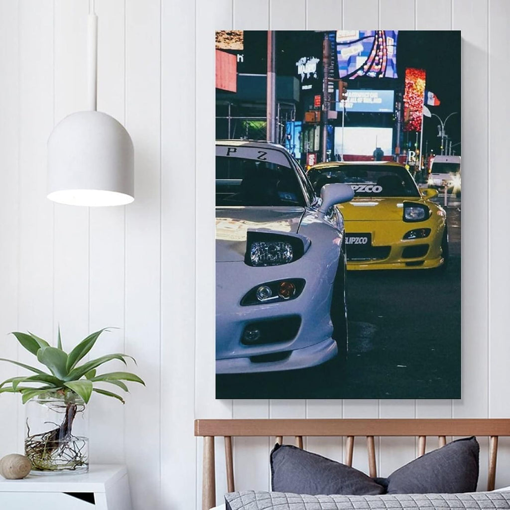 JDM Style Car Battle Poster Aesthetic Street Racing Wall Art Decorative Canvas Print for Home Room Bedroom 12x18inch(30x45cm)