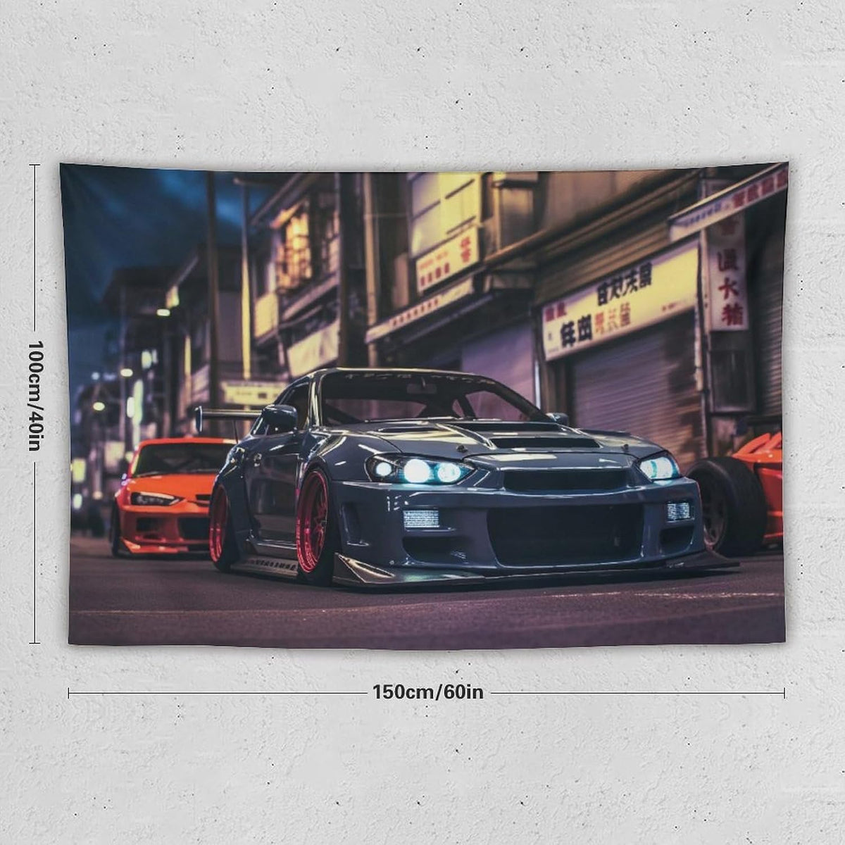 JDM Car R32 Tapestry Japanese Street Wall Hanging Aesthetic Decoration For Bedroom Living Room Wall Art Tapestries 59"x39"
