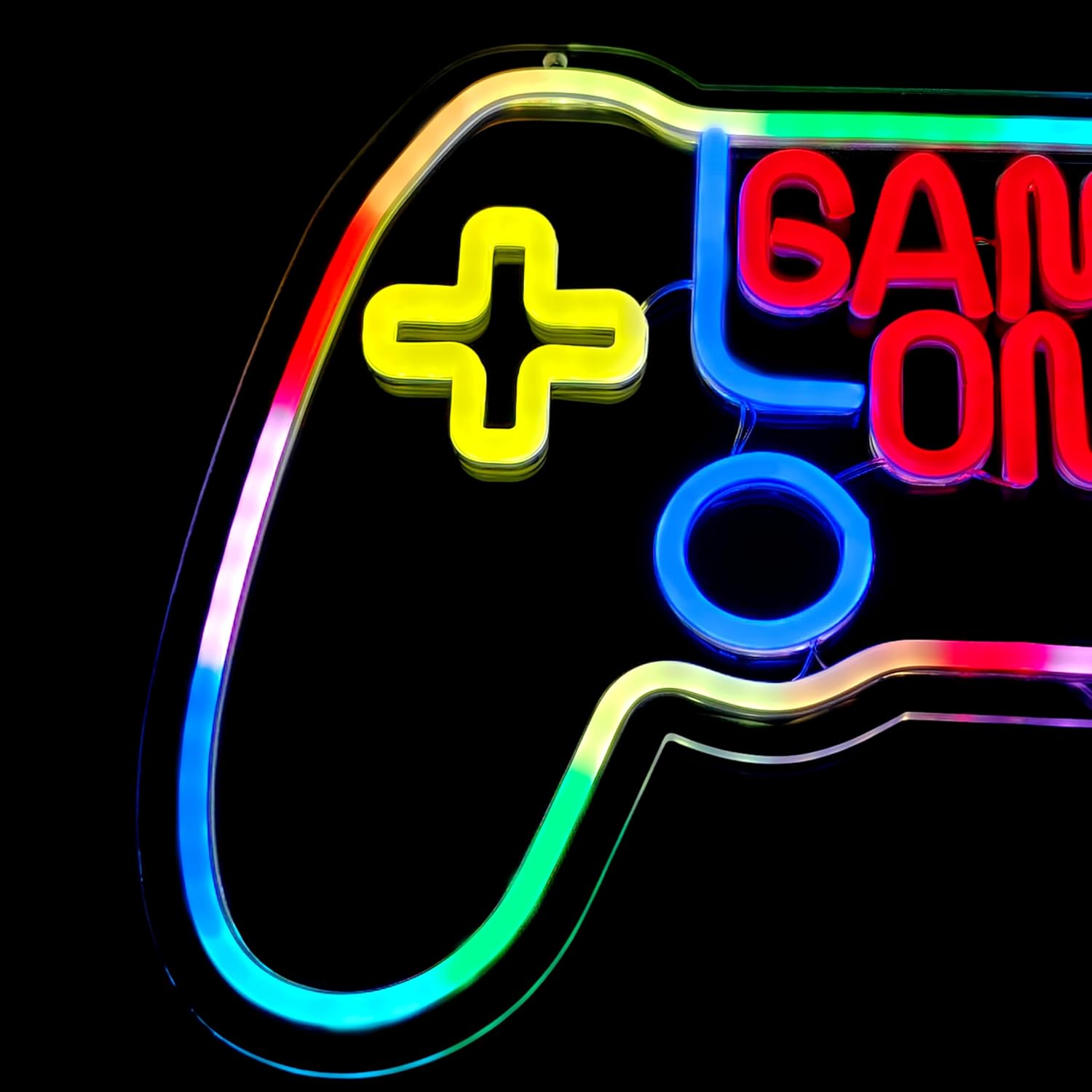 RGB Game Controller Neon Sign - Game On LED Light for Gaming Room Decor