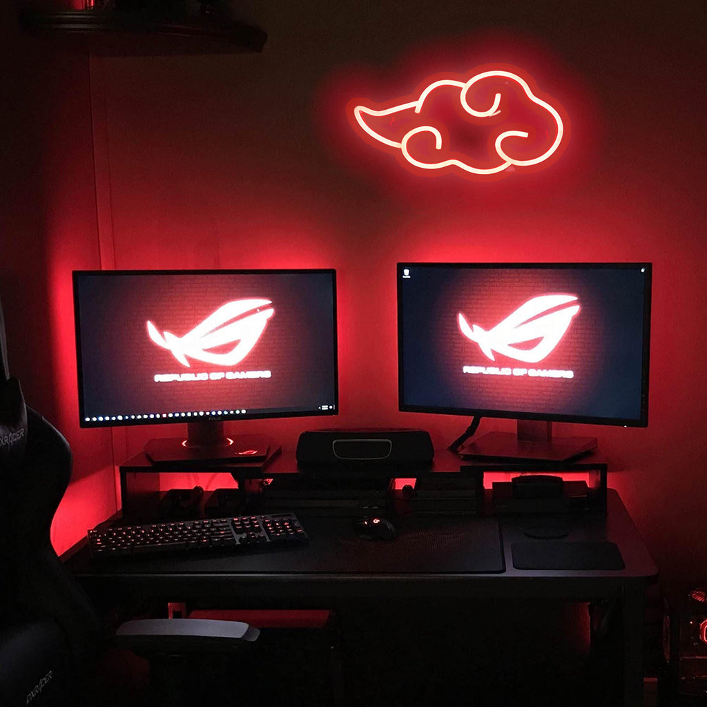 Anime Neon Sign - LED Red Cloud USB Powered Dimmable Wall Light for Gaming Room Decor