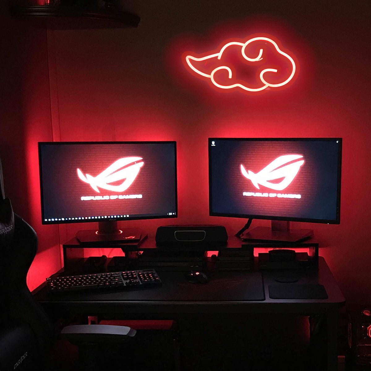 Anime Neon Sign - LED Red Cloud USB Powered Dimmable Wall Light for Gaming Room Decor