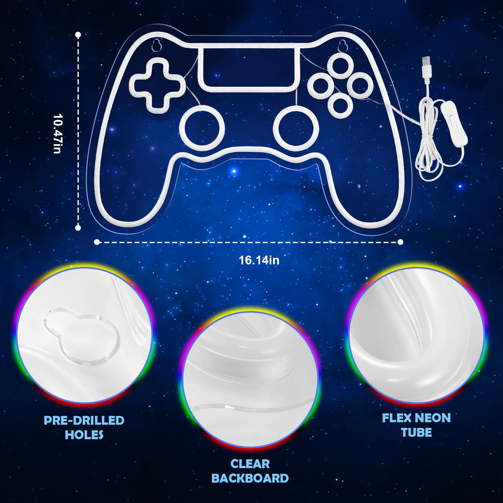 Gaming Neon Sign - LED Neon Light for Game Room Decoration | Teen Gamer Gift