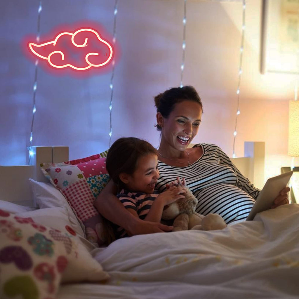 Anime Neon Sign - LED Red Cloud USB Powered Dimmable Wall Light for Gaming Room Decor