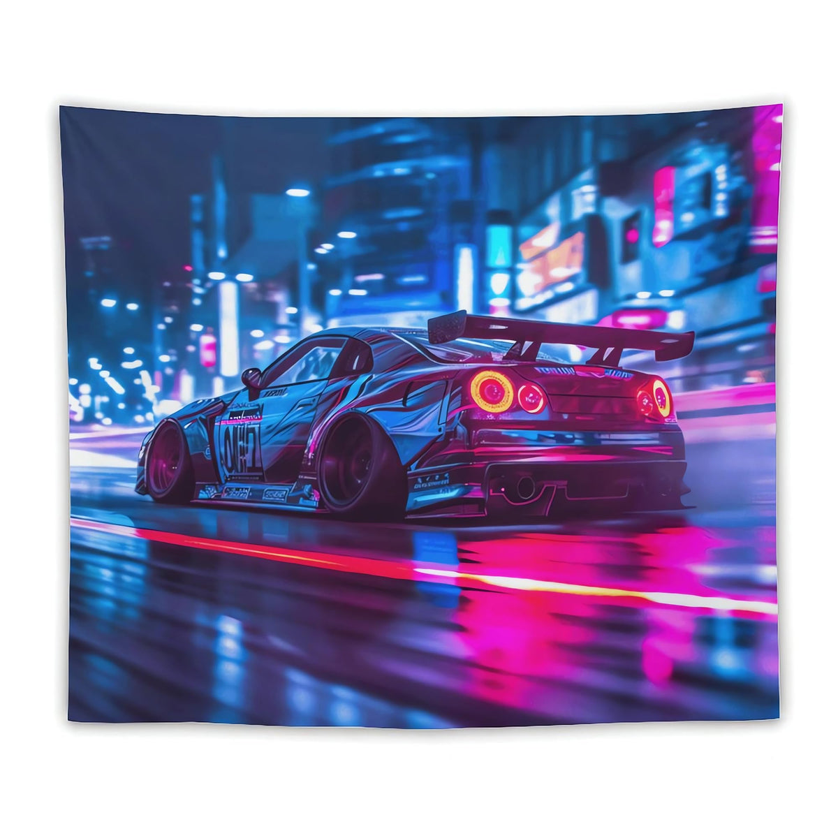 JDM Car R32 Tapestry Japanese Street Wall Hanging Aesthetic Decoration For Bedroom Living Room Wall Art Tapestries 59"x39"