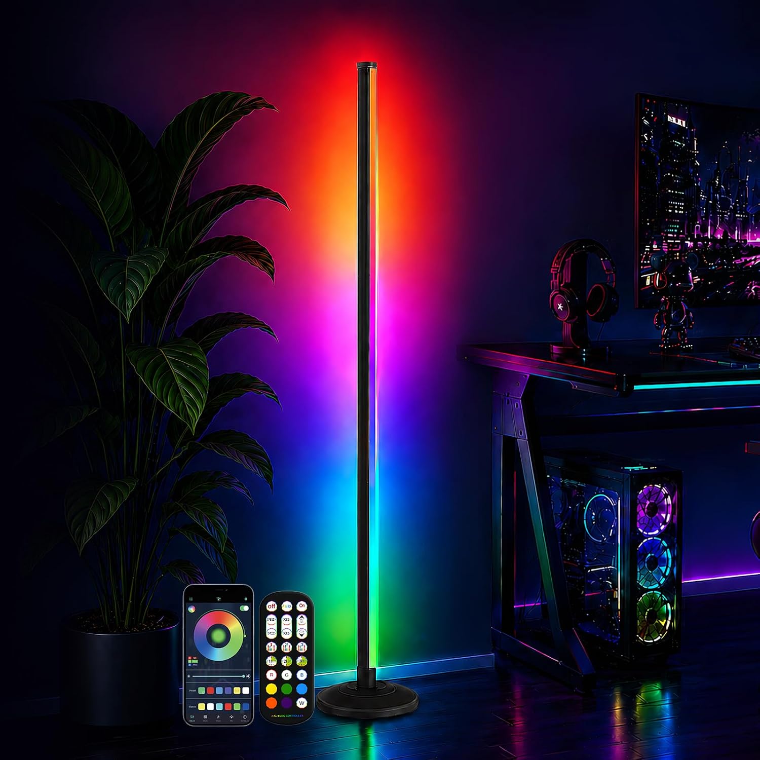 Bevenus RGB Corner Floor Lamp - 1800LM LED Standing Lamp with App Control and Music Sync