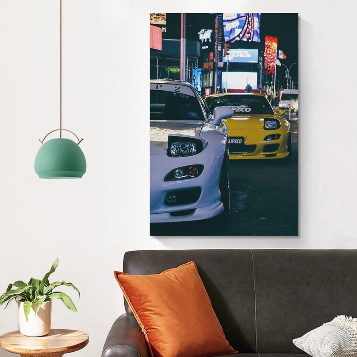 JDM Style Car Battle Poster Aesthetic Street Racing Wall Art Decorative Canvas Print for Home Room Bedroom 12x18inch(30x45cm)