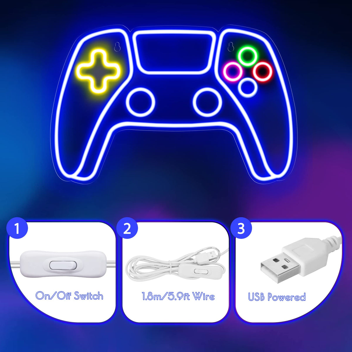 Gaming Neon Sign - LED Neon Light for Game Room Decoration | Teen Gamer Gift