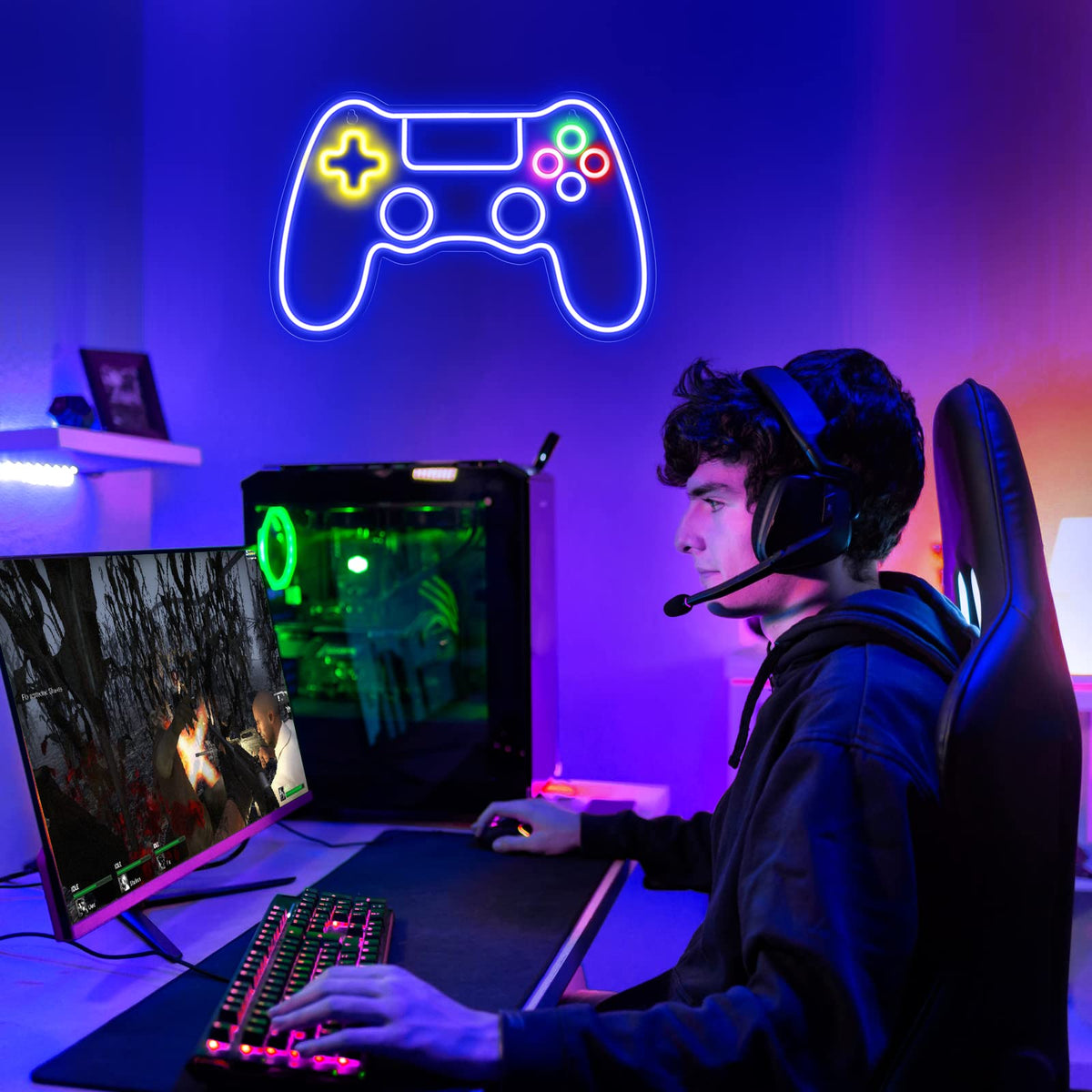 Gaming Neon Sign - LED Neon Light for Game Room Decoration | Teen Gamer Gift