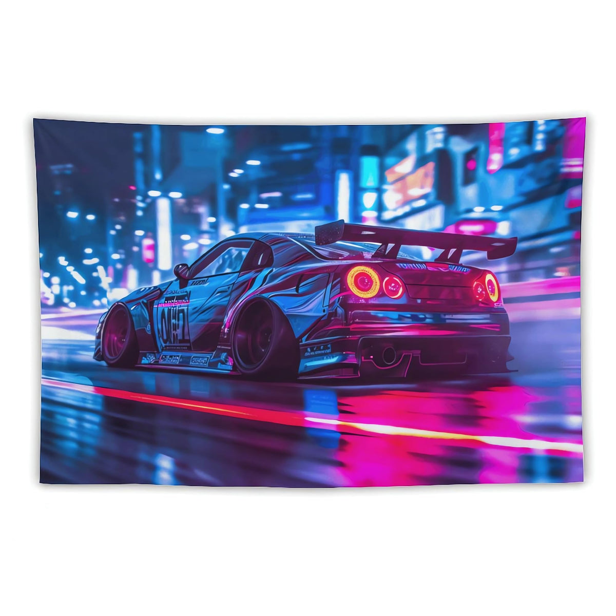 JDM Car R32 Tapestry Japanese Street Wall Hanging Aesthetic Decoration For Bedroom Living Room Wall Art Tapestries 59"x39"