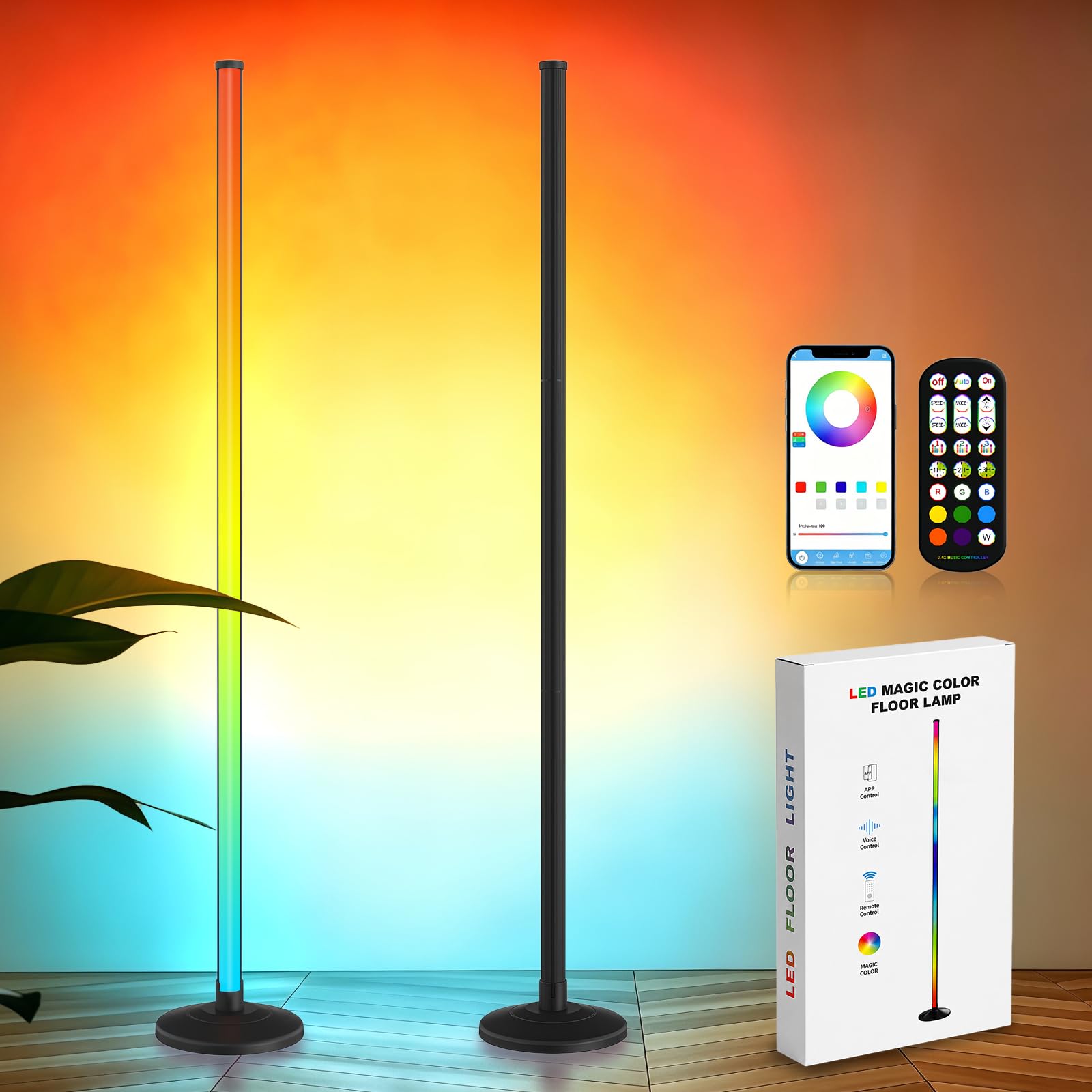 Bevenus RGB Corner Floor Lamp - 1800LM LED Standing Lamp with App Control and Music Sync