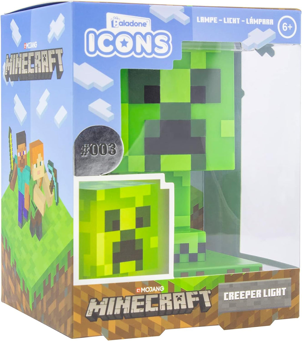 Paladone Minecraft Creeper Light, 3D Lamp - Officially Licensed Night Light - 12 cm Tall, Battery Powered, Gaming Room & Bedroom Decor for Minecraft Gamers