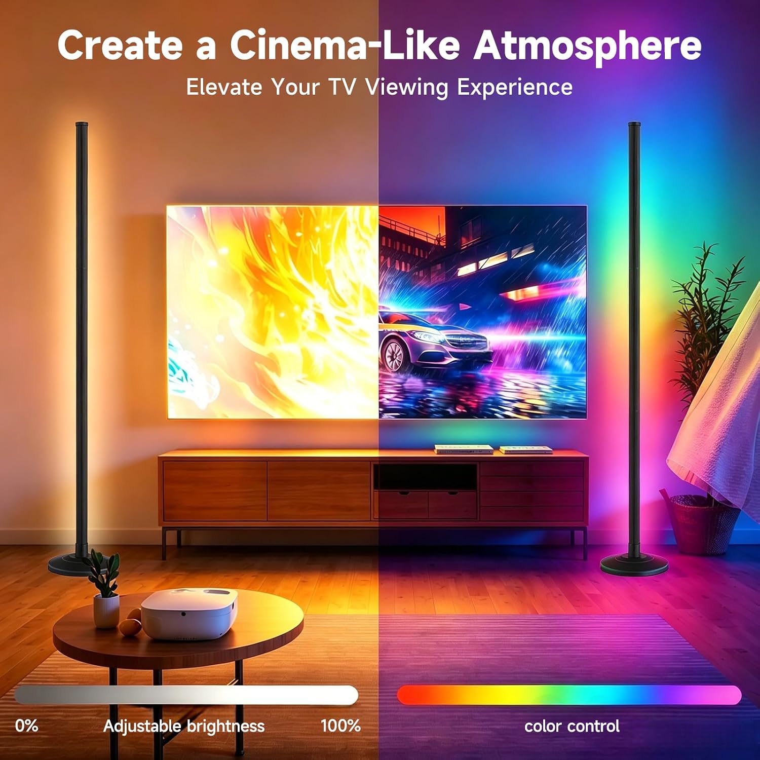 Bevenus RGB Corner Floor Lamp - 1800LM LED Standing Lamp with App Control and Music Sync