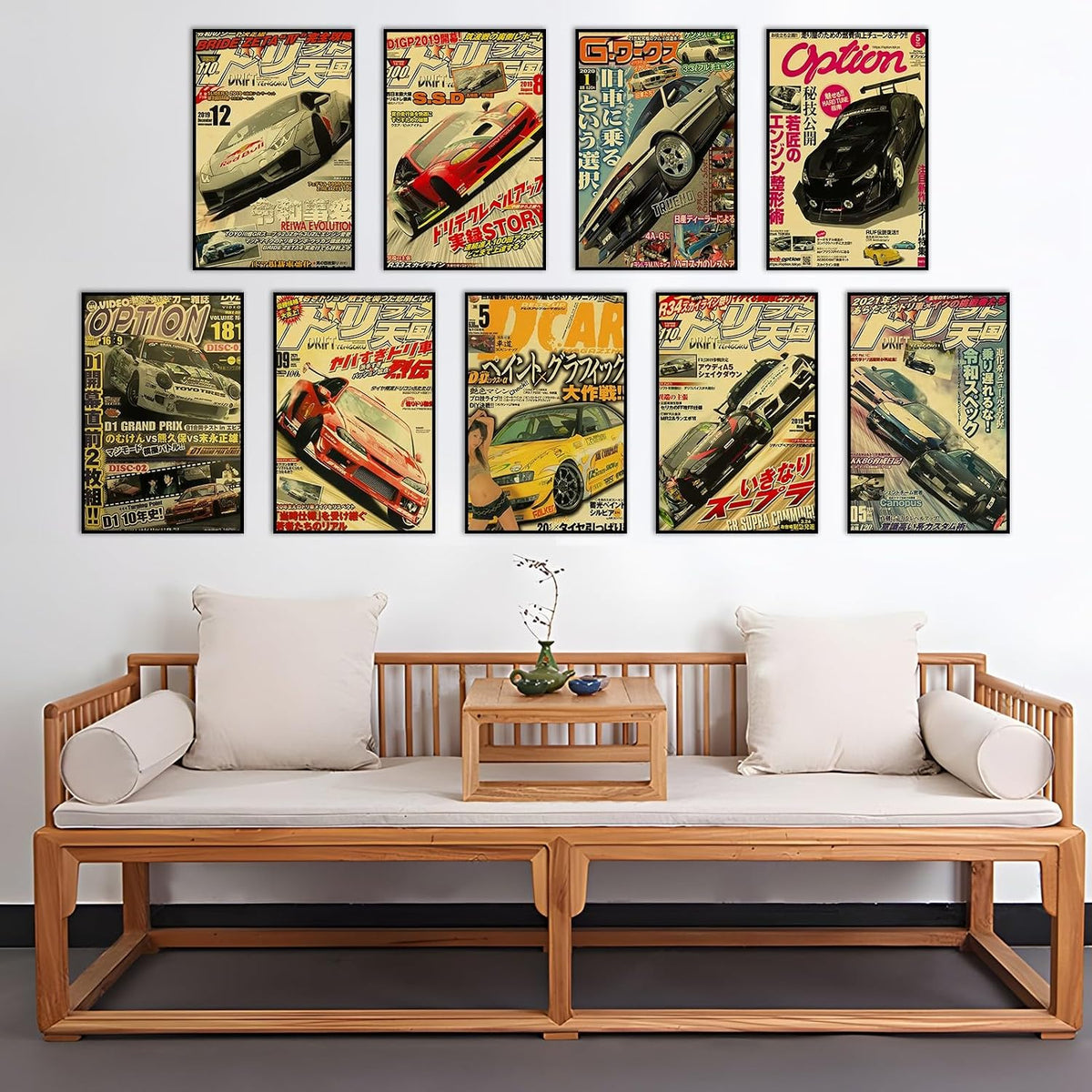 JDM Car Poster Canvas Wall Art, Japanese Vintage Retrofit Racing Car Prints Pictures For Men, Cave Boys Room Bedroom Home Aesthetics Decor