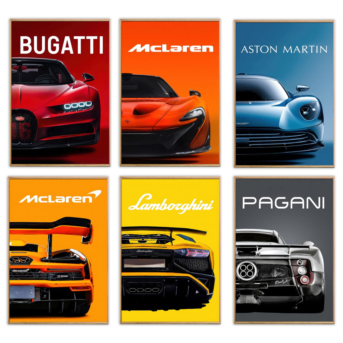 HTTART Car Posters for Boys Room Set of 6, Vintage Race Car Wall Art, Supercar Canvas Wall Decor Pictures, Racing Aesthetic Prints Paintings for Men Room Bedroom Dorm 8x10 Inch Unframed