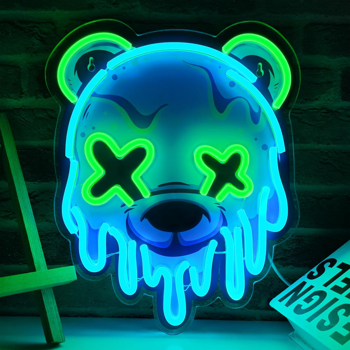 Ice Bear Neon Sign LED Light for Bedroom, Bar, Man Cave - USB Powered, Adjustable Brightness, Wall or Desk Mount - Anime Bear Decor Gift