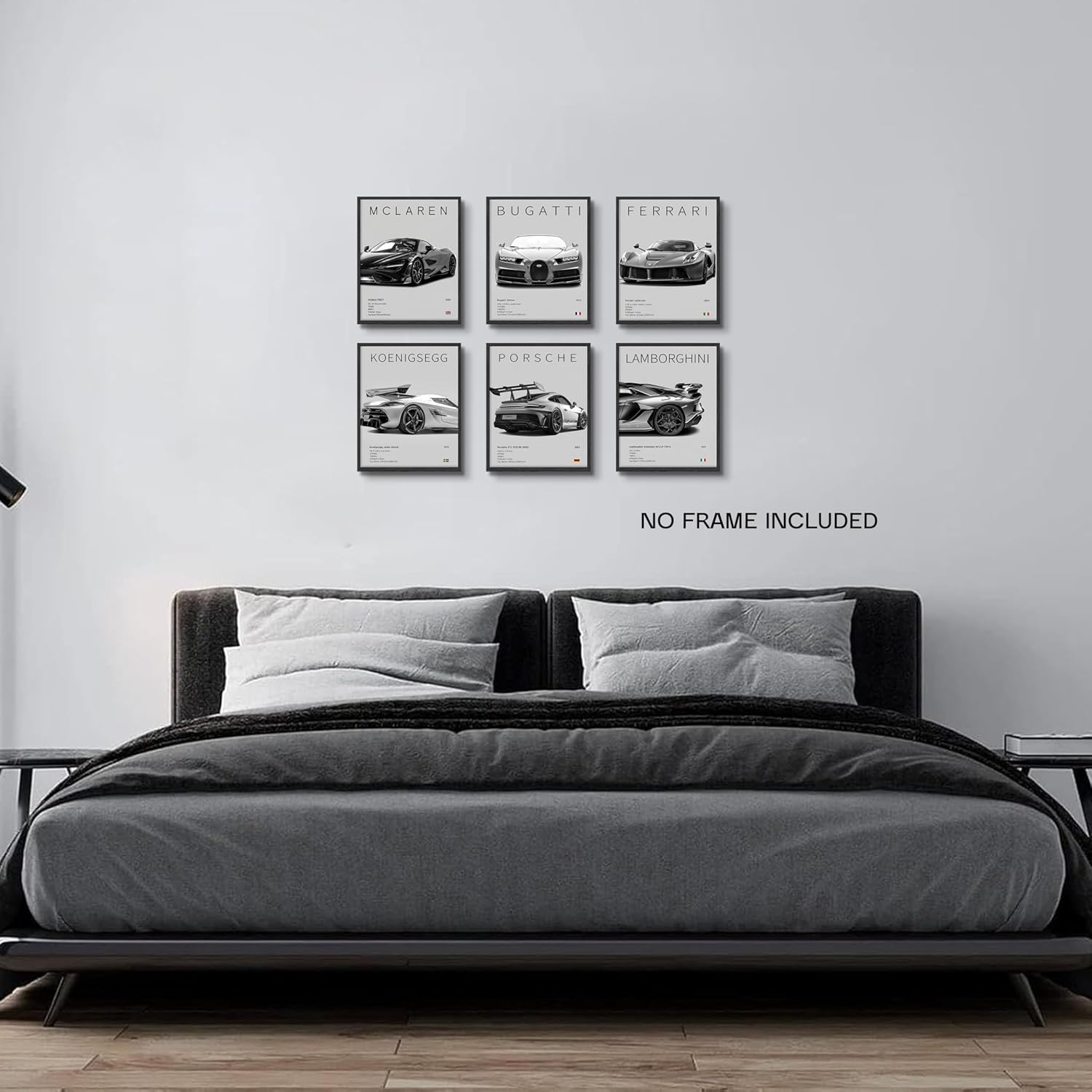 HTTART Car Posters for Boys Room Set of 6, Vintage Race Car Wall Art, Supercar Canvas Wall Decor Pictures, Racing Aesthetic Prints Paintings for Men Room Bedroom Dorm 8x10 Inch Unframed