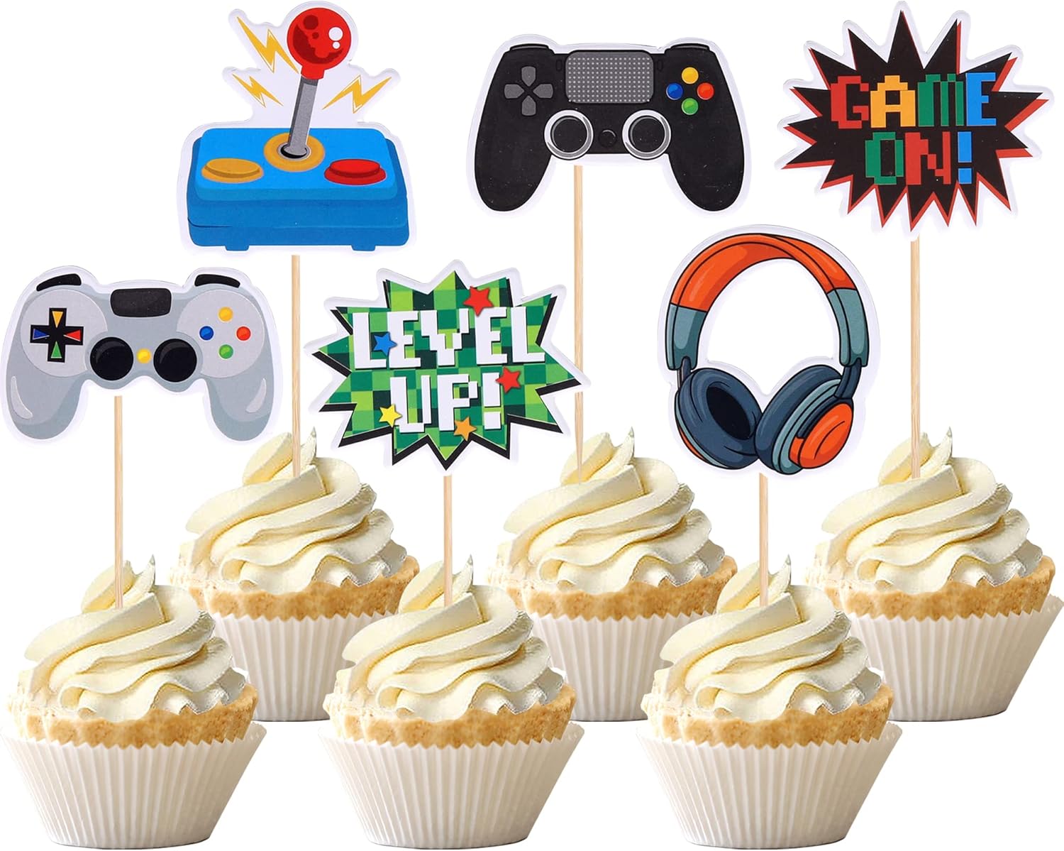 Video Game Cupcake Toppers – Game Theme Party Decorations | Assembled Picks