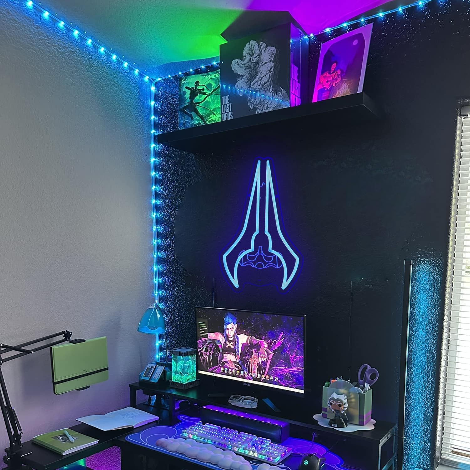 Cool Sci-Fi Energy Blade Neon Sign, Glow Double Blade Neon Light Wall Decor, USB Powered Gaming Neon Lamp for Gamer Room Bedroom Man Cave Teen Boy Space, Unique Novelty Gift for Video Game Lovers Men Boys