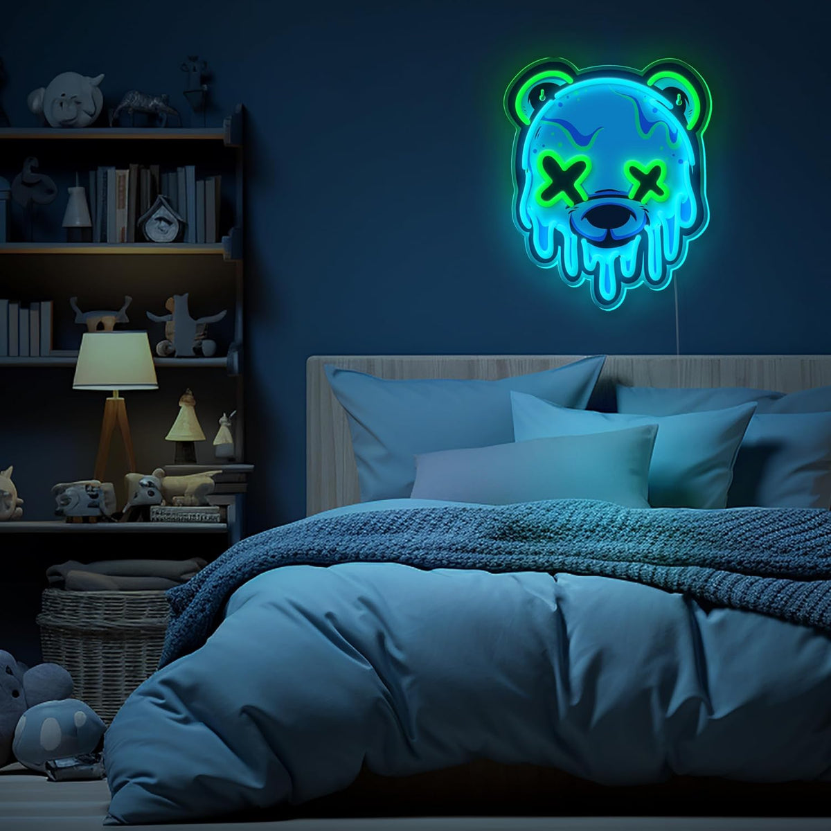 Ice Bear Neon Sign LED Light for Bedroom, Bar, Man Cave - USB Powered, Adjustable Brightness, Wall or Desk Mount - Anime Bear Decor Gift