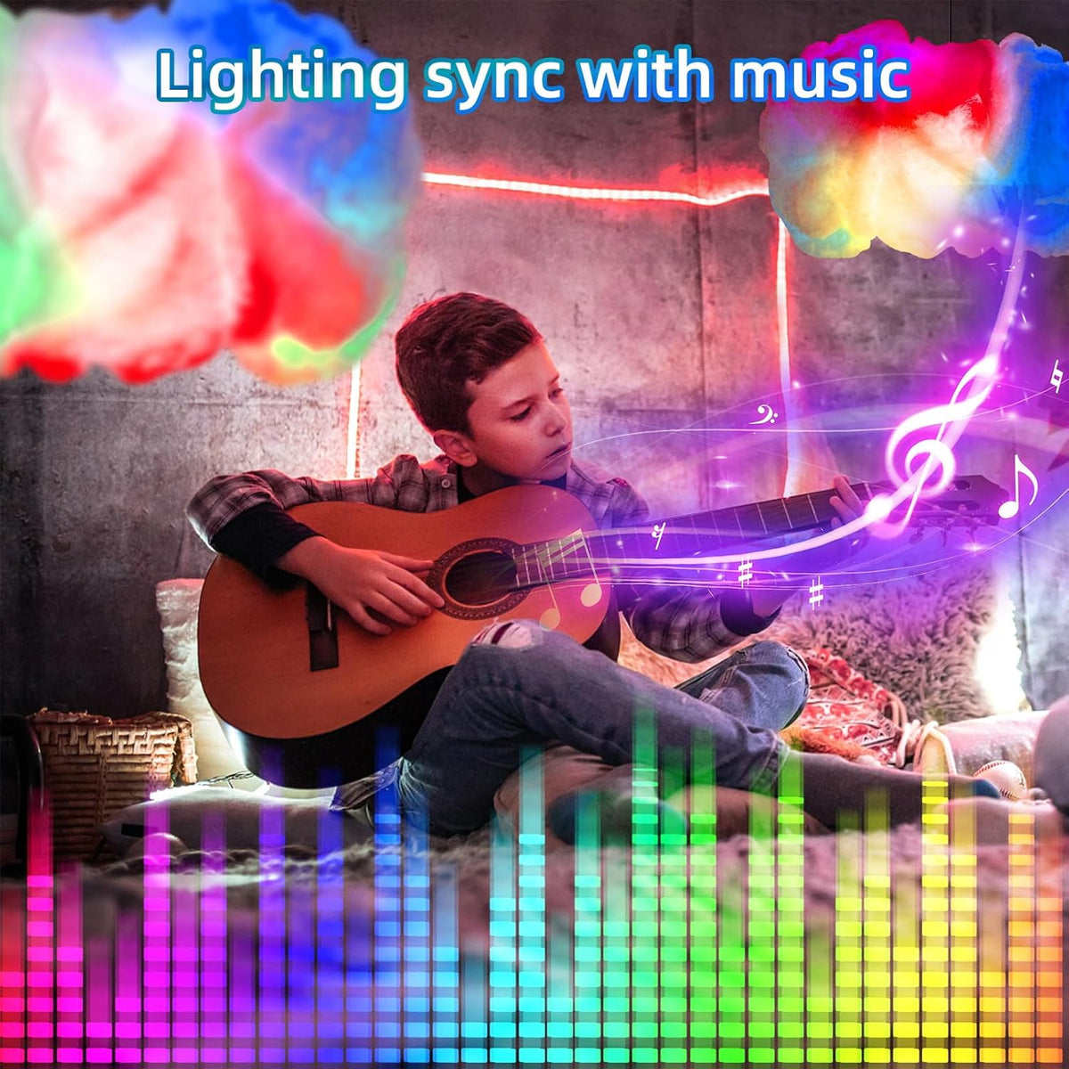 Cloud LED Lights for Bedroom - DIY Aesthetic Mood Light, Music Sync App Control Wall Light, 3D Ceiling Lamp Color Changing Lights, Cool Stuff for Kids Room Decor, Cool lights for Room Decorations