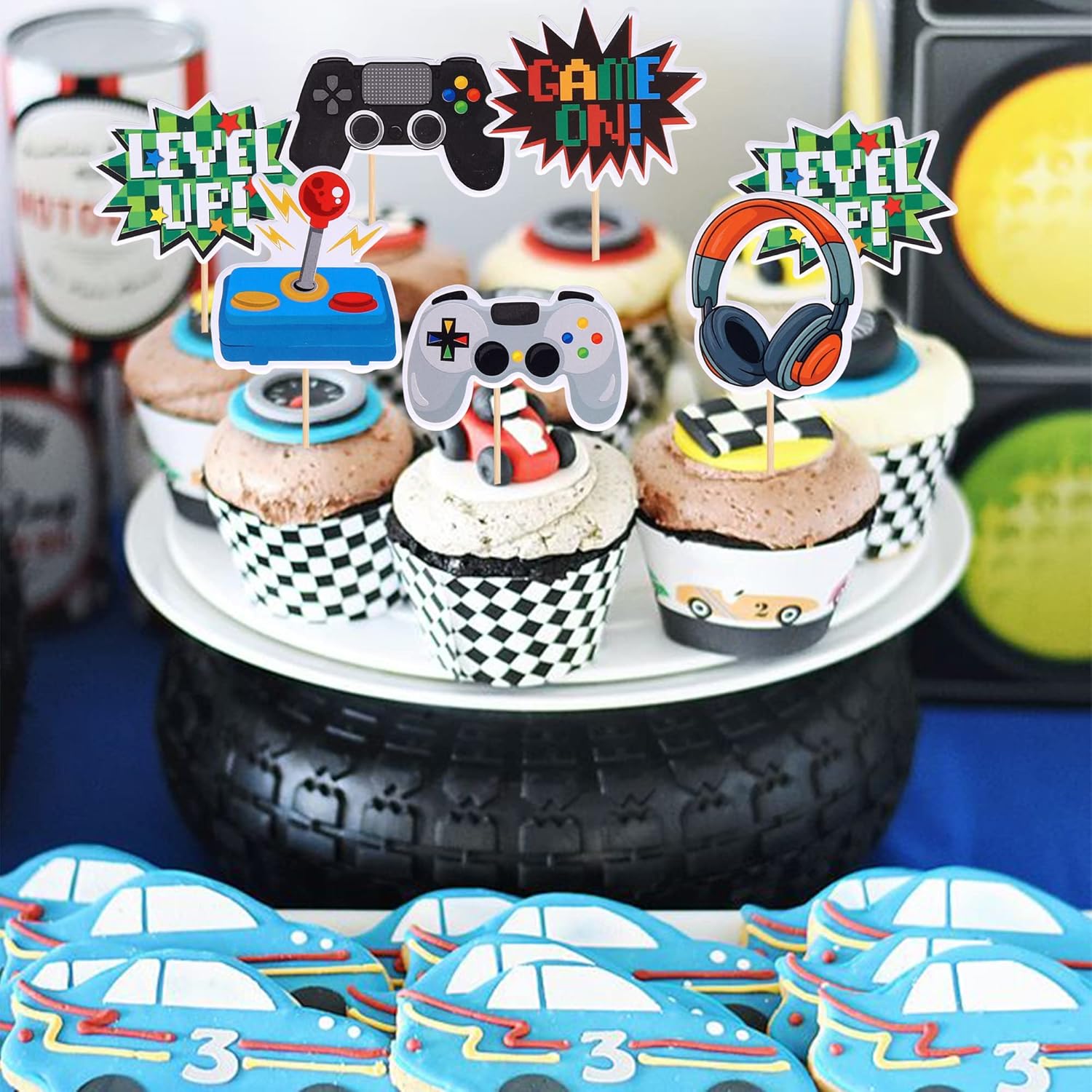 Video Game Cupcake Toppers – Game Theme Party Decorations | Assembled Picks
