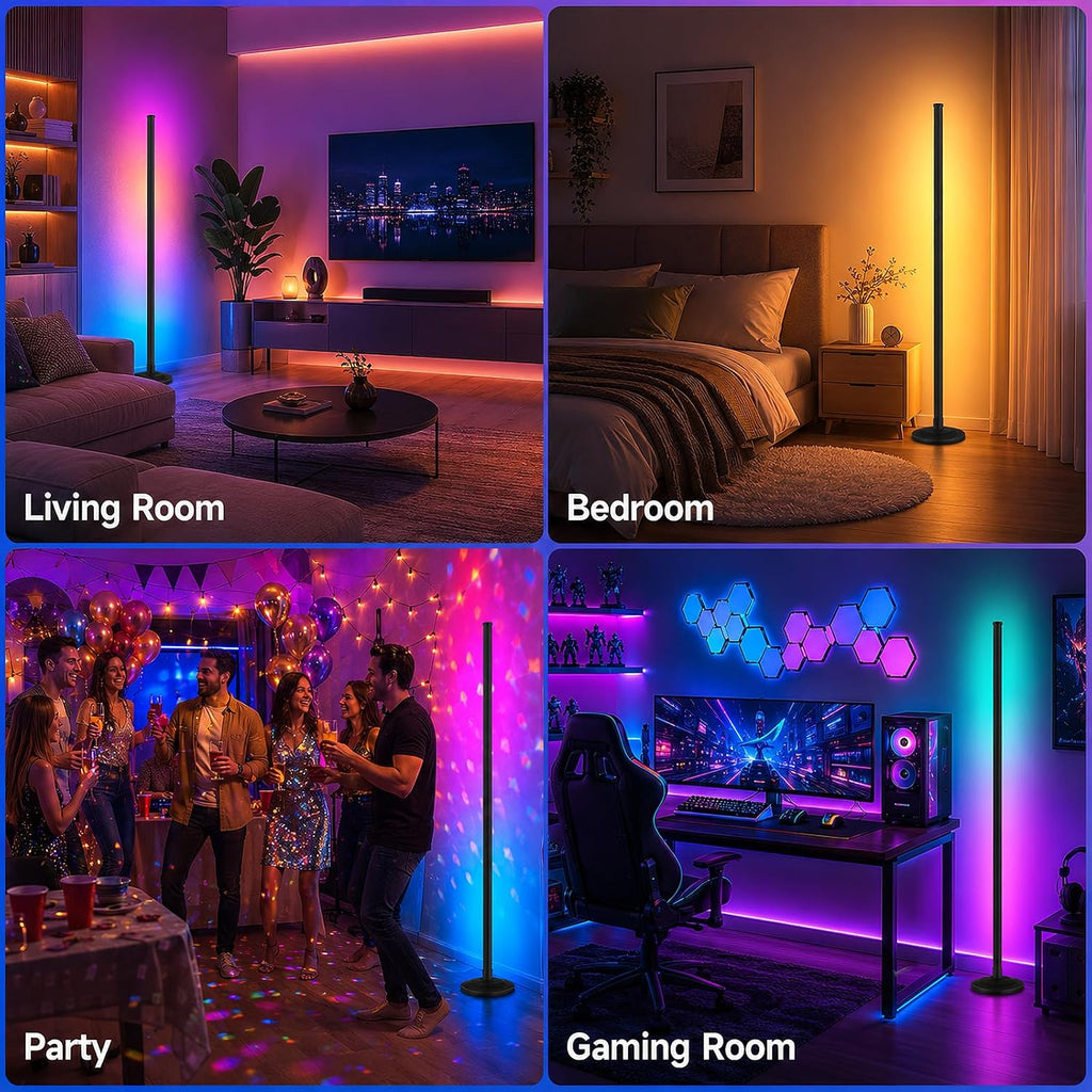 Bevenus RGB Corner Floor Lamp - 1800LM LED Standing Lamp with App Control and Music Sync
