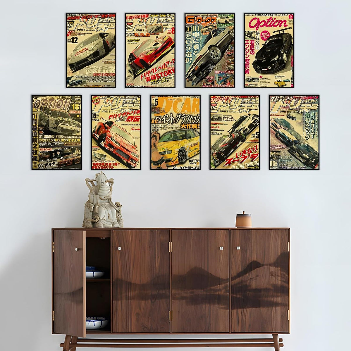 JDM Car Poster Canvas Wall Art, Japanese Vintage Retrofit Racing Car Prints Pictures For Men, Cave Boys Room Bedroom Home Aesthetics Decor