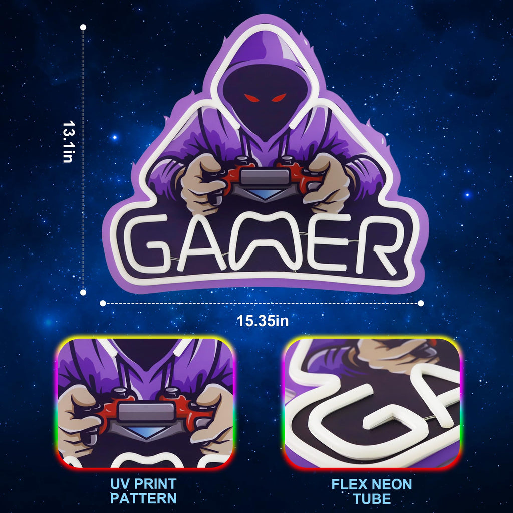 Gaming Neon Sign - LED Neon Light for Game Room Decoration | Teen Gamer Gift
