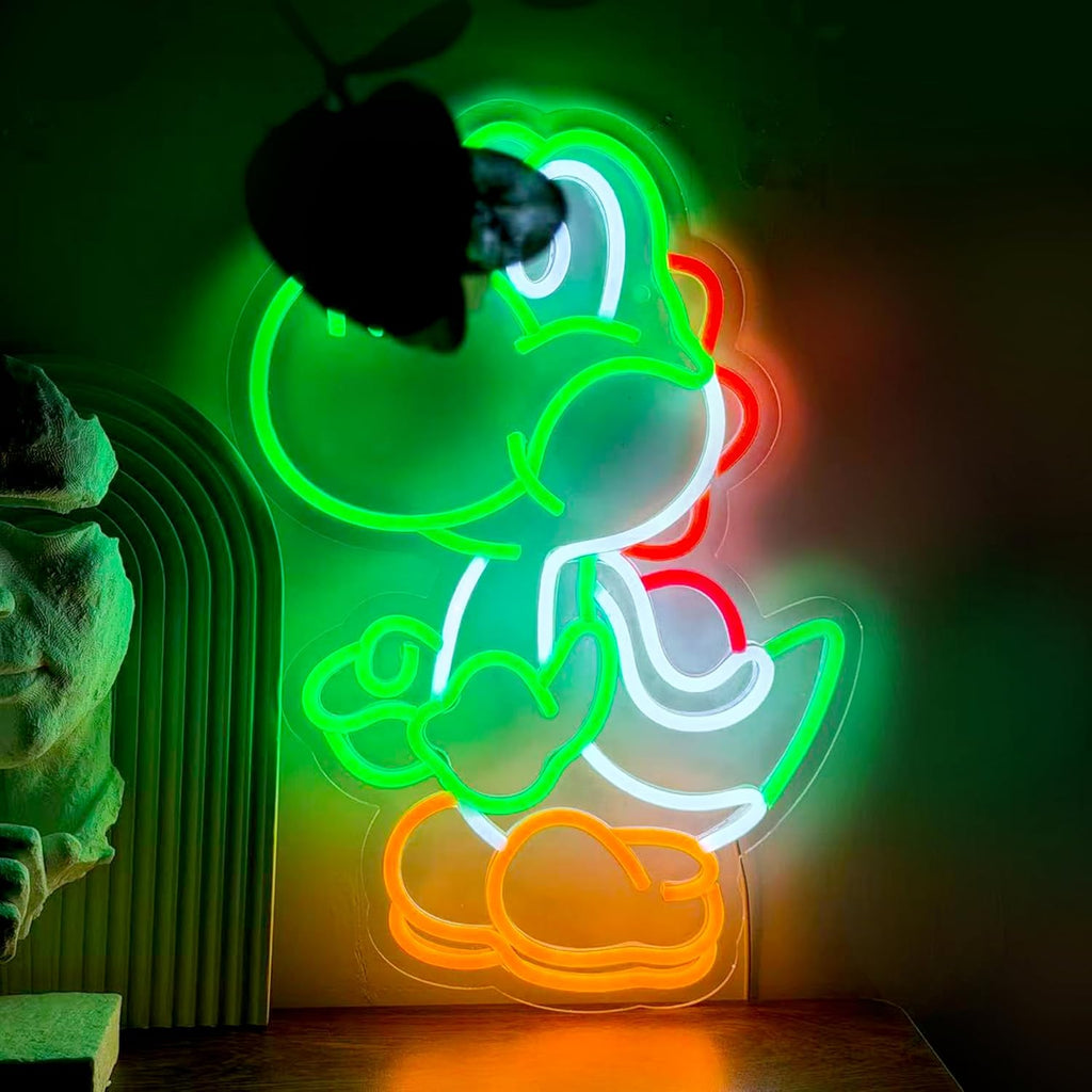 Anime Neon Sign Dinosaurs Neon Sign Dimmable LED Neon Lights for Bedroom Wall Decor Game Room Decor Dinosaur Decor for Kids Boys Man Cave, Gifts for Game Fans
