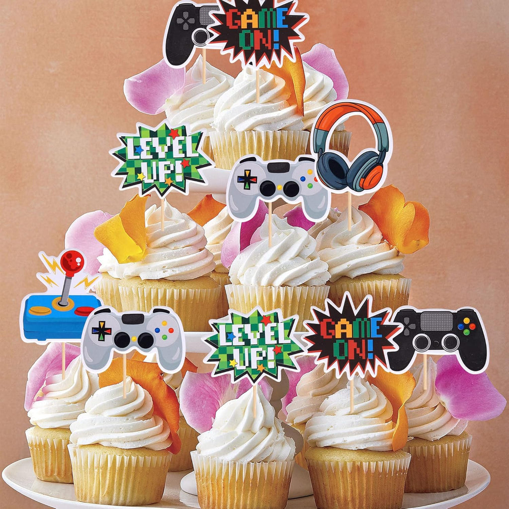 Video Game Cupcake Toppers – Game Theme Party Decorations | Assembled Picks