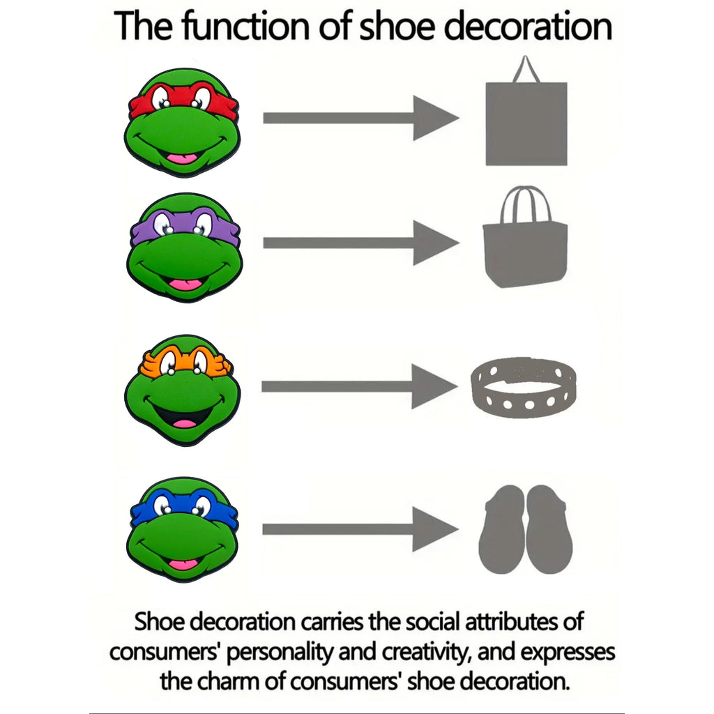 Teenage Mutant Ninja Turtles Shoe Charms - TMNT PVC Buckle Decorations for Shoes, Bracelets and Bags