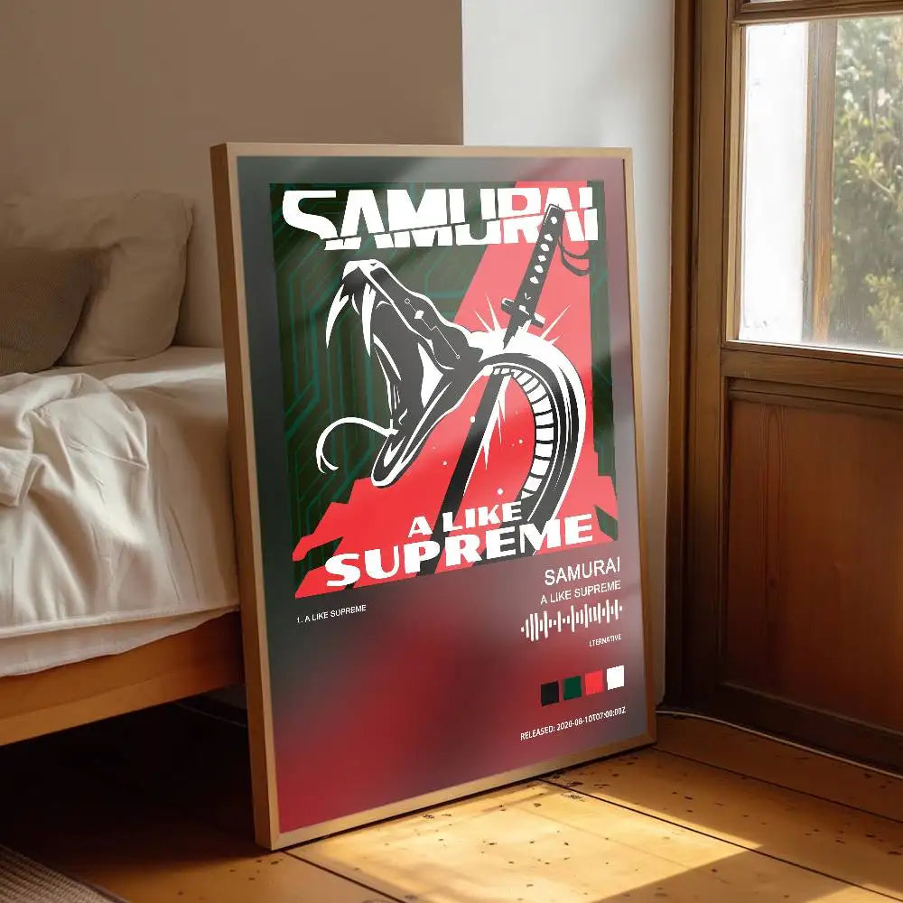 Cyberpunk Samurai Poster - Gaming Wall Art for Living Room, Bedroom, Bar Decor